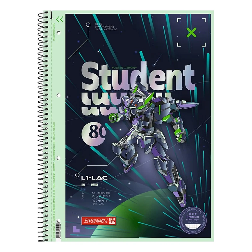 Книга записна Brunnen Коледж-блок А4 Premium Robot Heroes, клітинка 80 аркушів (10-679 28 421)