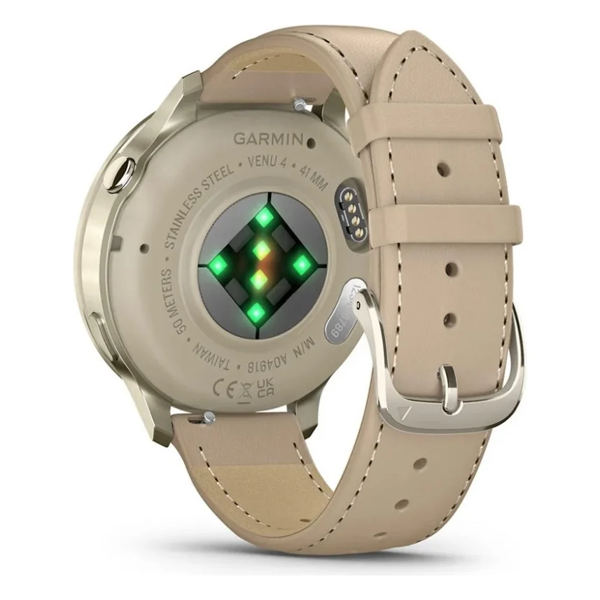 Смарт-годинник Garmin Venu 4 (41mm), Beige w/ Lunar Gold + Leather, GPS смарт-годинник (010-03013-03) — фото 6