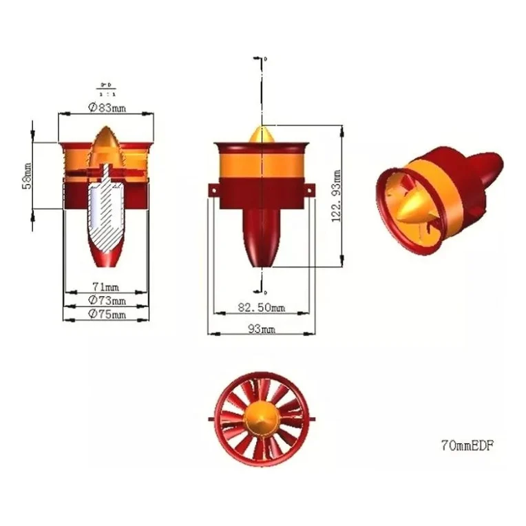 Двигун для дрона JP Hobby EDF Ducted Fan JP Hobby 70mm + 4-6S (7S*) Motor 2250Kv (CW) (JPH-CW) — фото 7