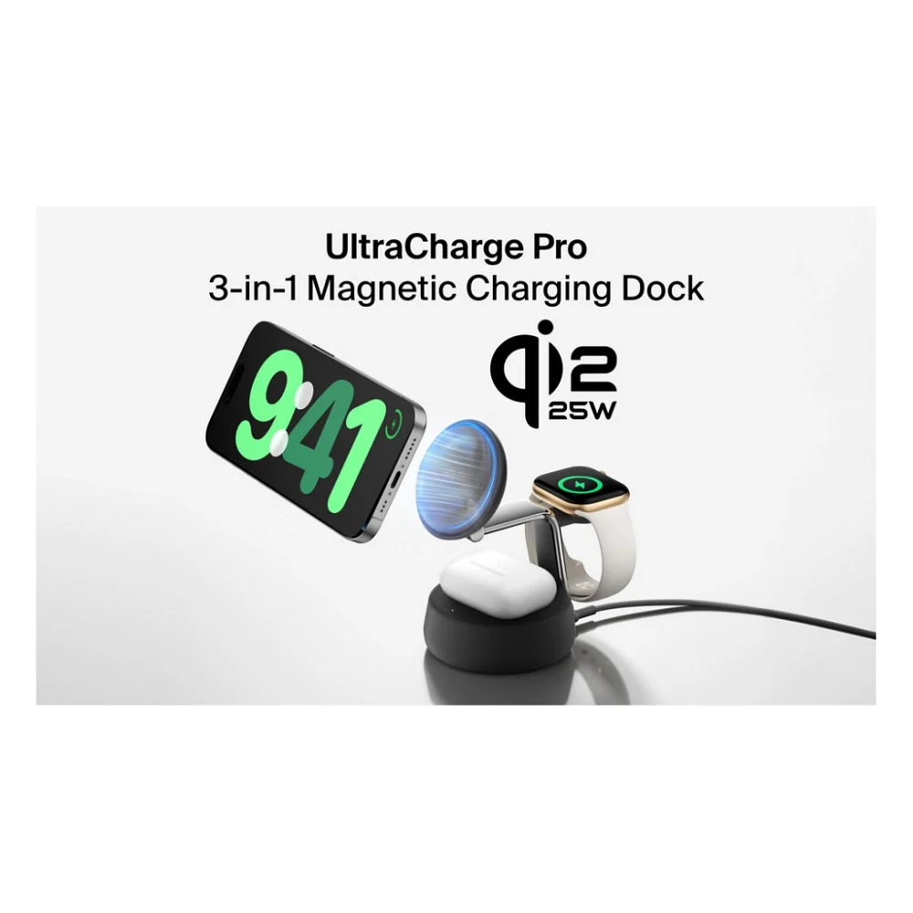 Зарядний пристрій Belkin UltraCharge Pro Wireless 3-in-1 25W charcoal (WIZ040KQCH) — фото 7