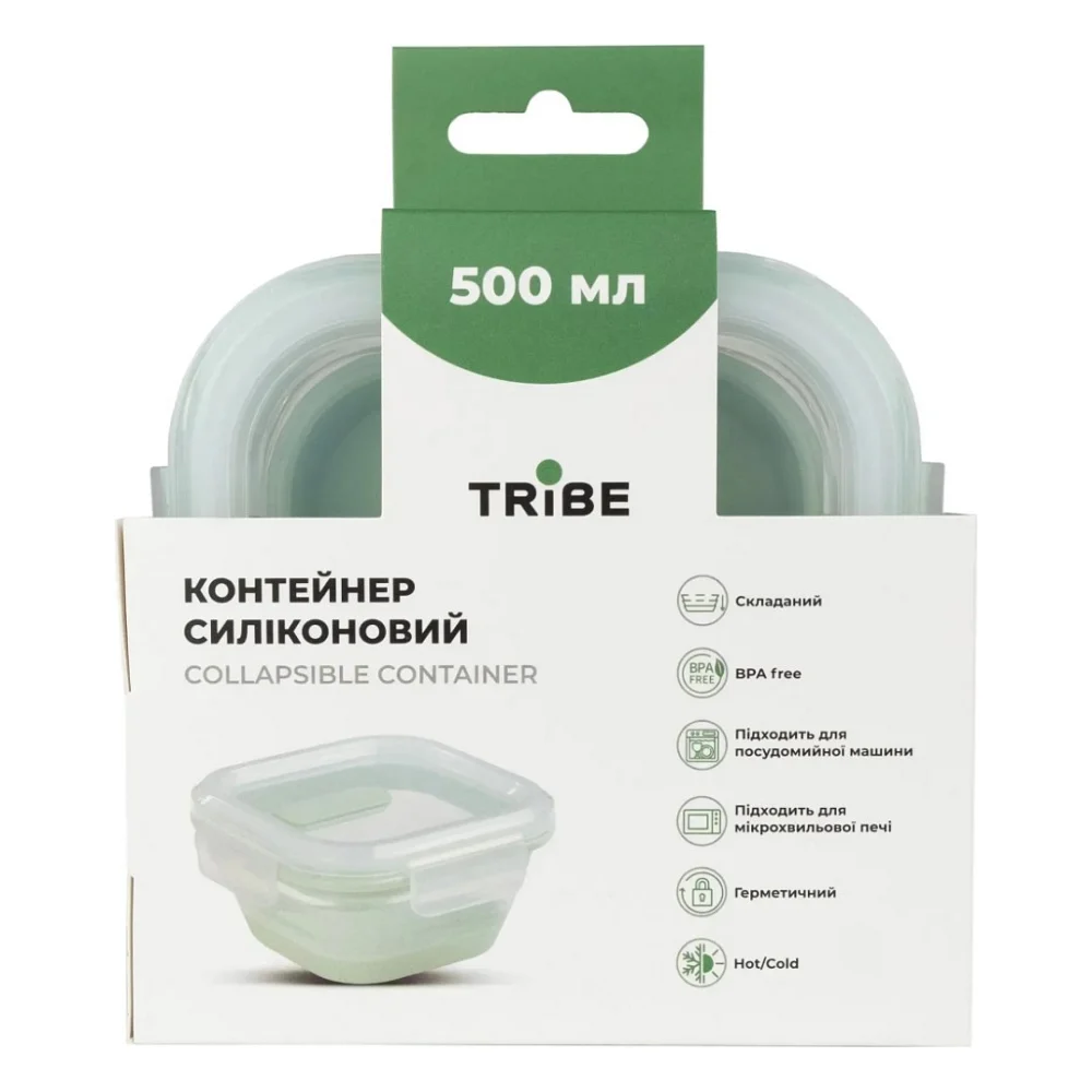 Харчовий контейнер Tribe Collapsible Container 500 мл силіконовий mint (T-FF-0027-mint) — фото 4
