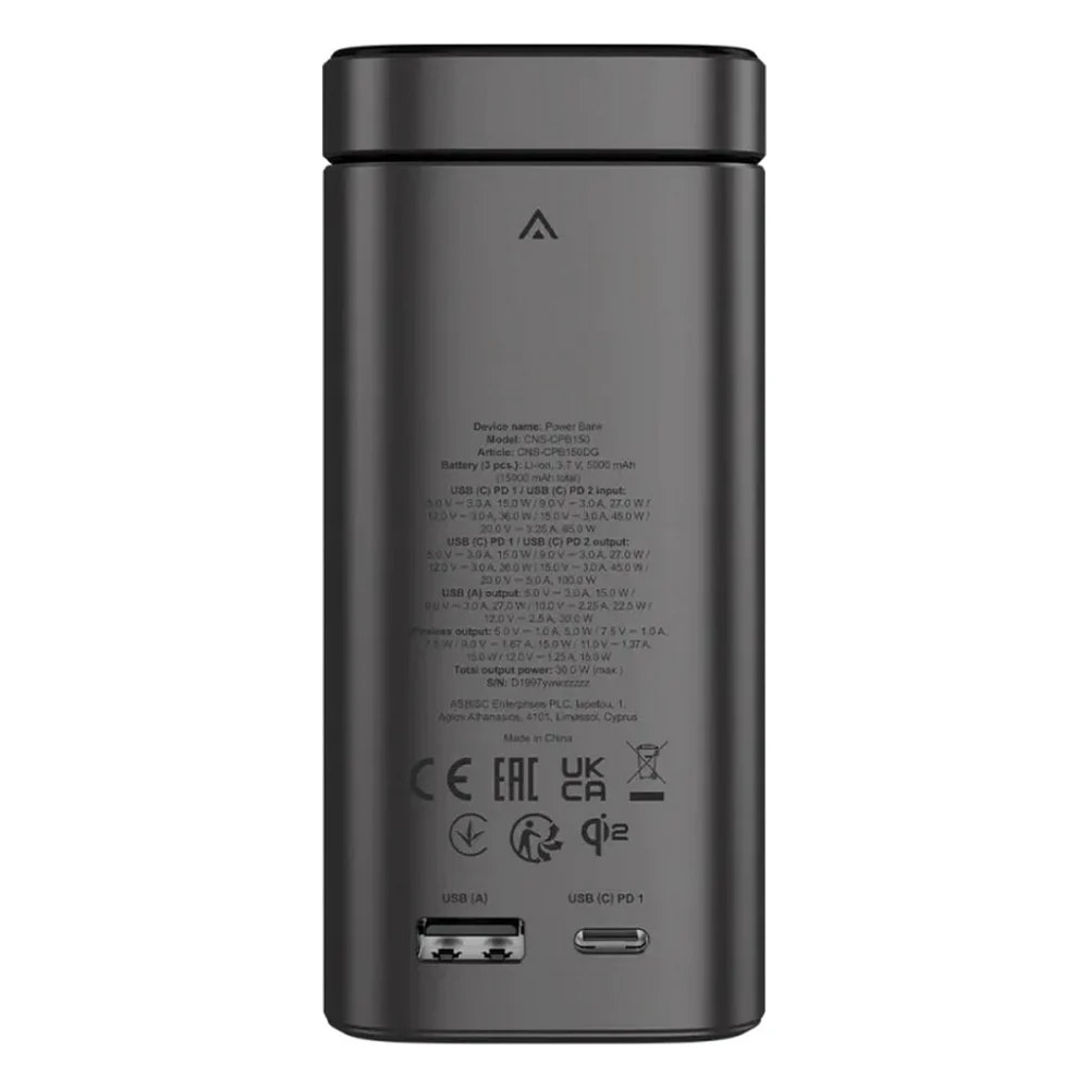 Батарея універсальна Canyon 15000mAh OnPower 150 Qi2 magnetic Grey (CNS-CPB150DG) — фото 3