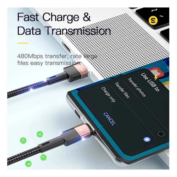Дата кабель USB 2.0 AM to USB-C 1.0m 7A black Essager (EXCT-XC01) — фото 5
