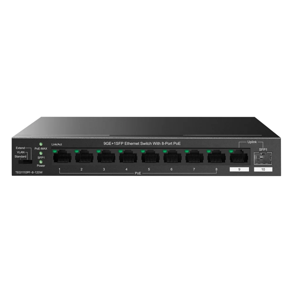 Комутатор мережевий Tenda TEG1110PF-8-120W