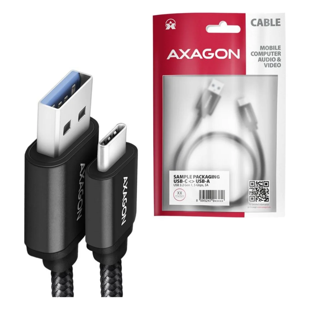 Дата кабель USB 3.2 AM to USB-C 1.0m black AXAGON (BUCM3-AM10AB) — фото 2