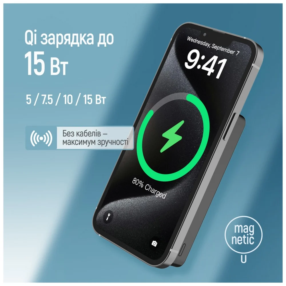 Батарея універсальна ColorWay 10 000 mAh PD/22.5W, 15W MagSafe Black (CW-PB100LPA1BK-WPDD) — фото 9