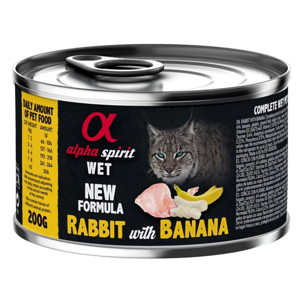 Консерви для котів Alpha Spirit Rabbit With Banana for Adult Cat 200 г (8437015969022)