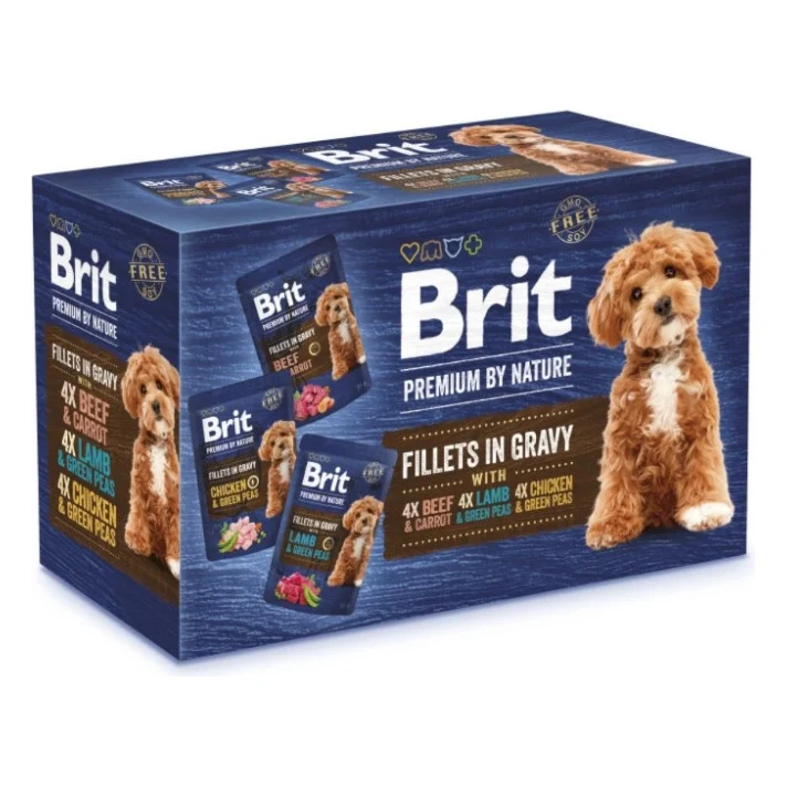 Вологий корм для собак Brit Premium Fillets in Gravy Multipack для малих порід філе в соусі Мультипак 12 шт х 85 г (8595602572472)