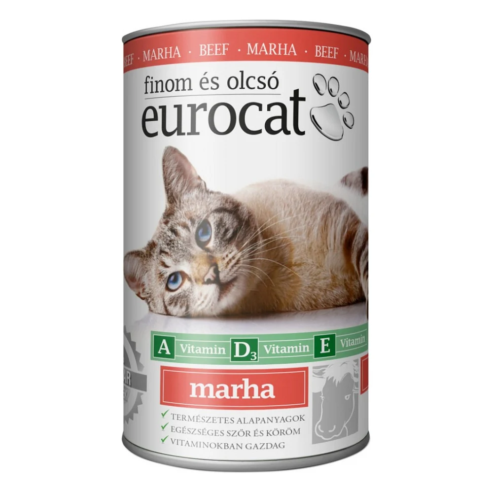 Консерви для котів EuroCat шматочки в желе з яловичиною 415 г (5999886848088)