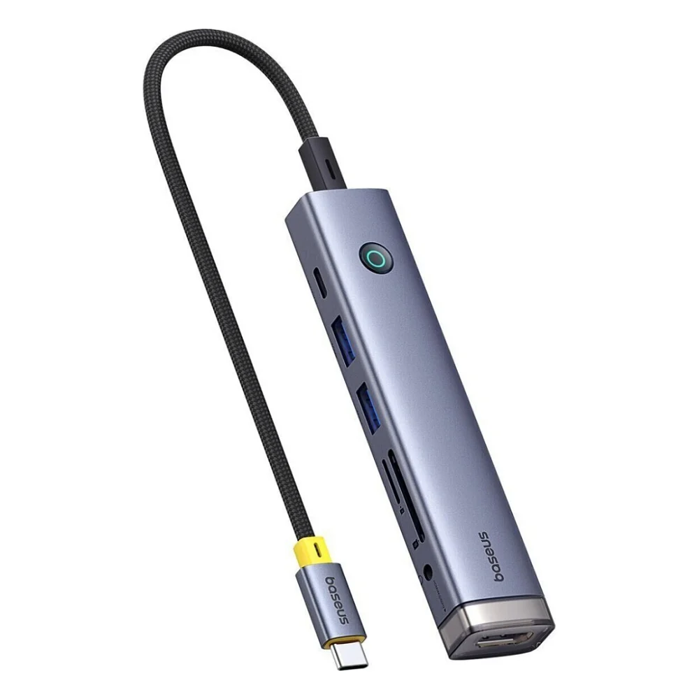 Концентратор Baseus USB-C 7-Port HDMI 4K60Hz + 2xUSB 3.0 + PD + SD/TF 3.0 + 3.5mm gray (B00052803811-02)