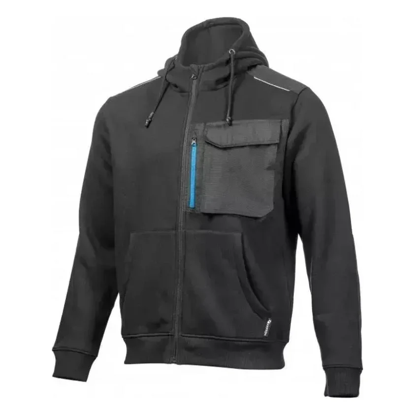 Кофта робоча Hoegert THEO HT5K903-S з капюшоном 65% бавовна/35% поліестер чорна, S (48) (HT5K903-S)