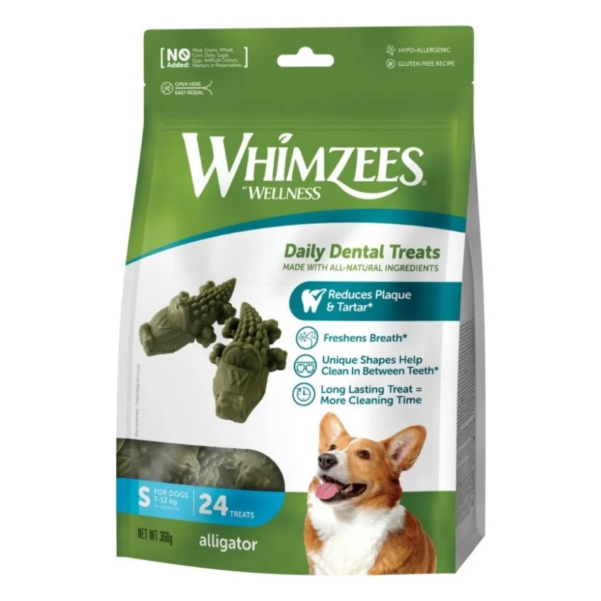 Ласощі для собак Whimzees Alligator S 24 шт (8718627752586)