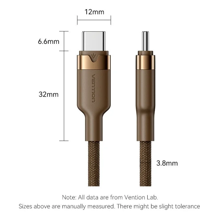 Дата кабель USB-C to USB-C 1.0m 3A aluminum gold Vention (TRDJF) — фото 11