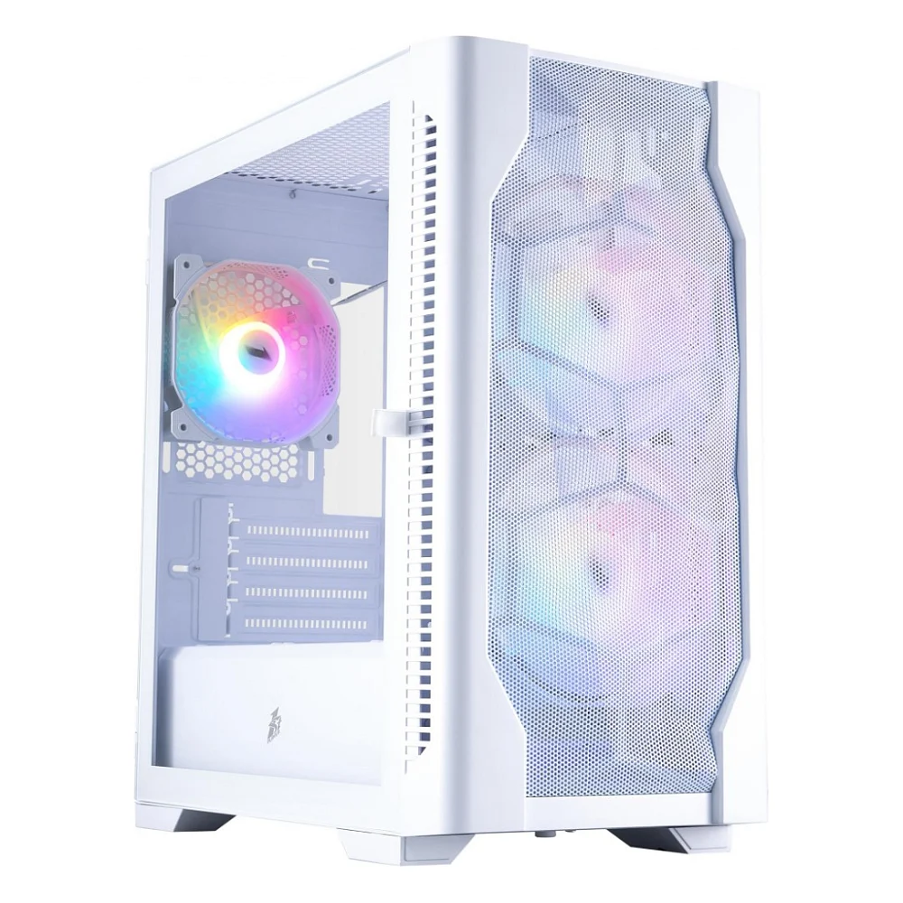 Корпус 1stPlayer D4-M-WH-2F1P-W-1F1-W