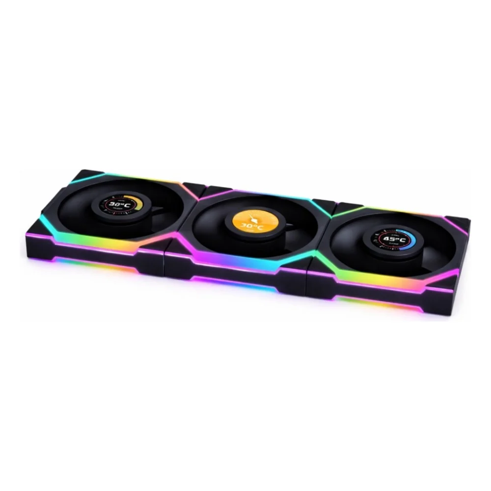 Комплект кулерів для корпусу Lian Li UNI Fan SL WIRELESS LCD 120-3, Black (G99.12SLLCD1W3B.00)