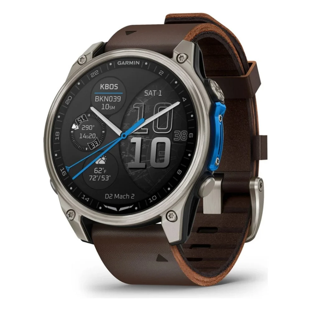 Смарт-годинник Garmin D2 Mach 2, 47mm, Saph, Bare Ti/Blk w/LthrBd, GPS (010-02904-31)