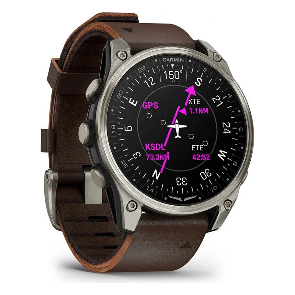 Смарт-годинник Garmin D2 Mach 2, 47mm, Saph, Bare Ti/Blk w/LthrBd, GPS (010-02904-31) — фото 3