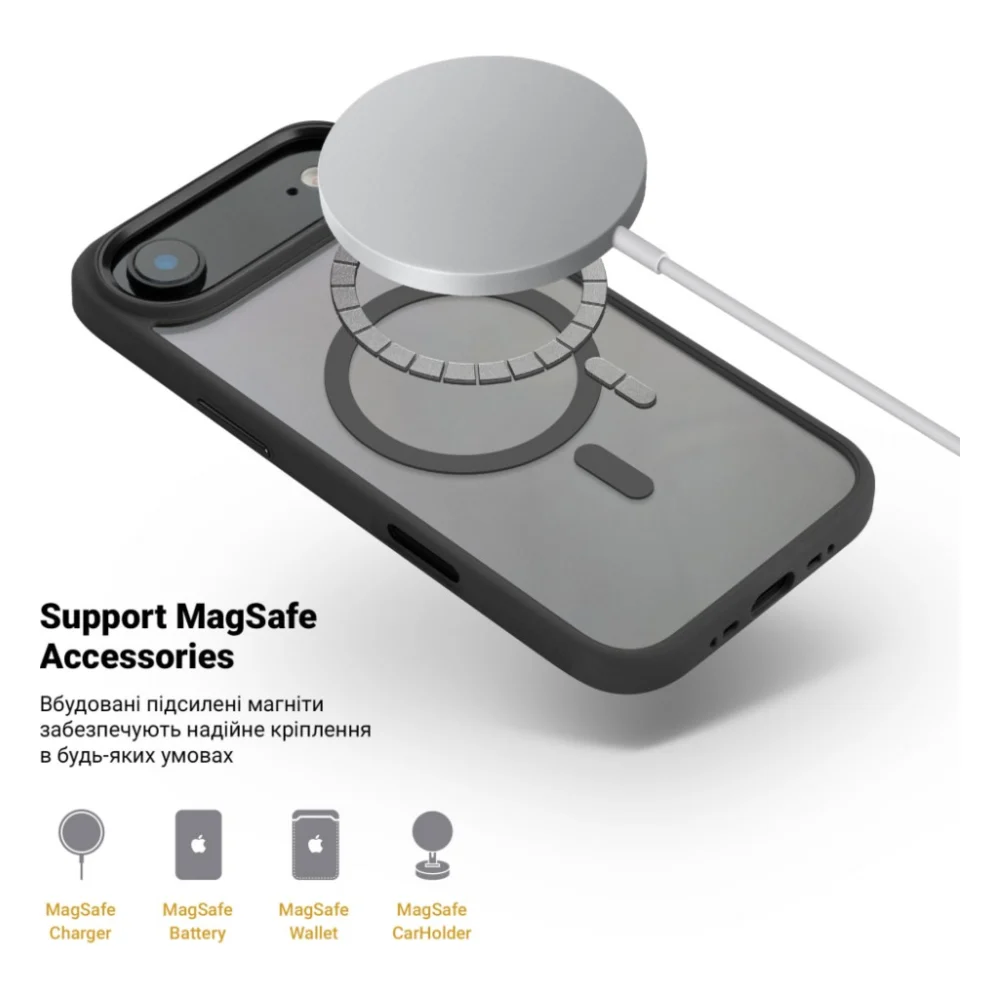 Чохол до мобільного телефона Armorstandart Unit MagCase Apple iPhone 17 Air Black + Orange Button Set (ARM90582) — фото 4