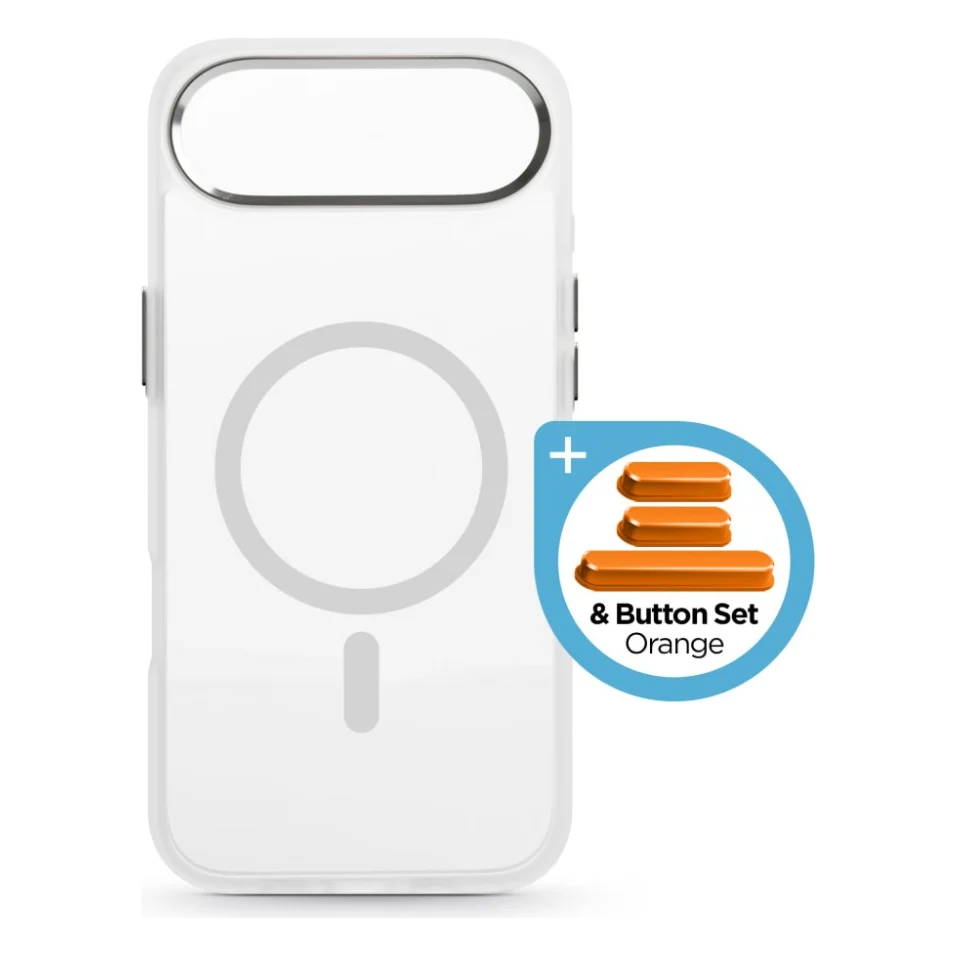 Чохол до мобільного телефона Armorstandart Unit MagCase Apple iPhone 17 Air Clear Silver + Orange Button Set (ARM90583)