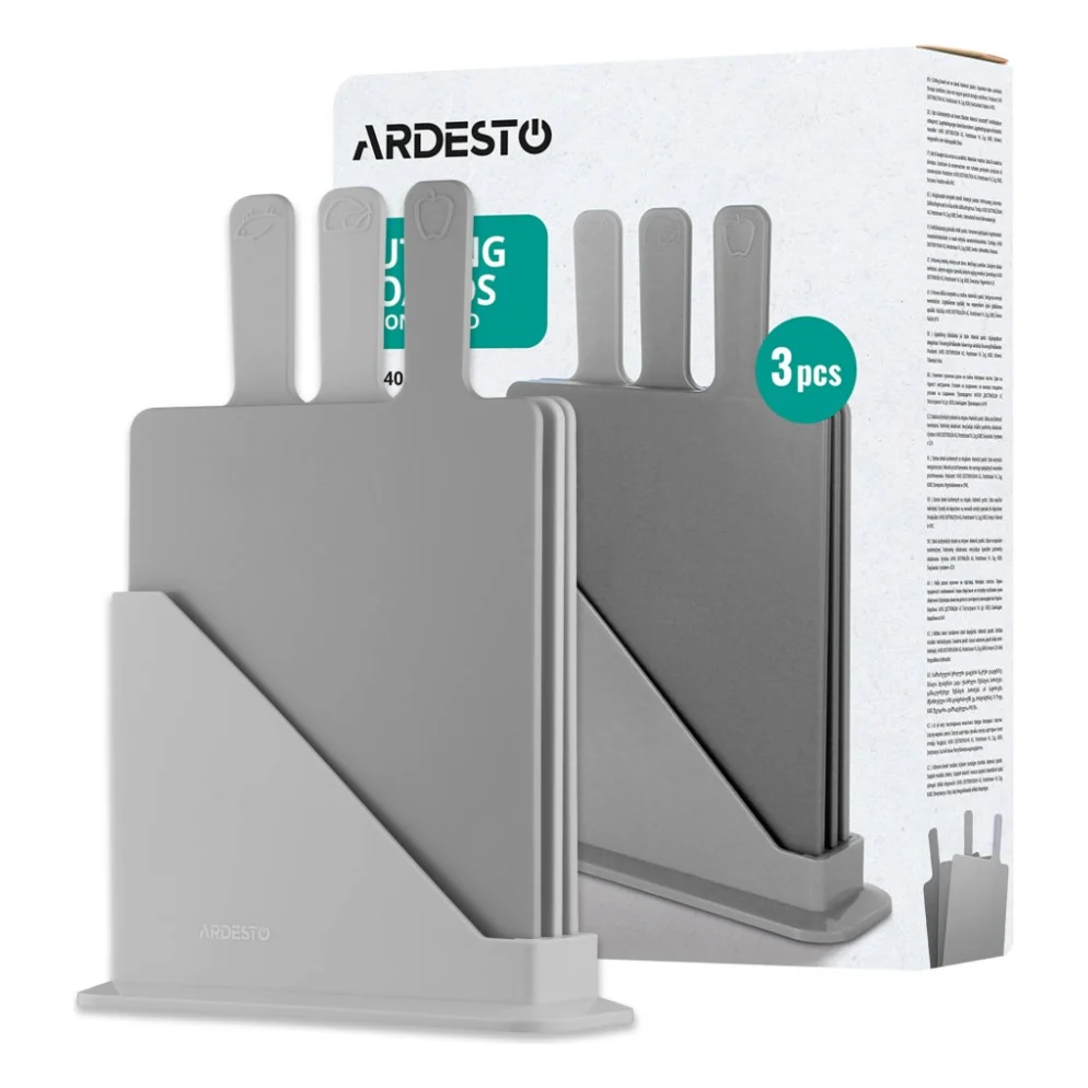 Дошка для нарізання Ardesto Fresh, Набір 3шт, 24.1х33х7.9см, сірий (AR1403GRB) — фото 7