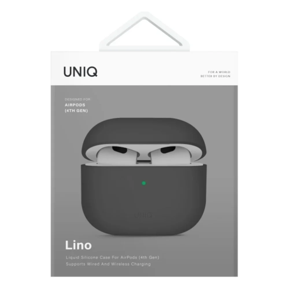 Чохол для навушників Uniq Lino AirPods 4 Silicone Ash Grey (8886463691373) — фото 5