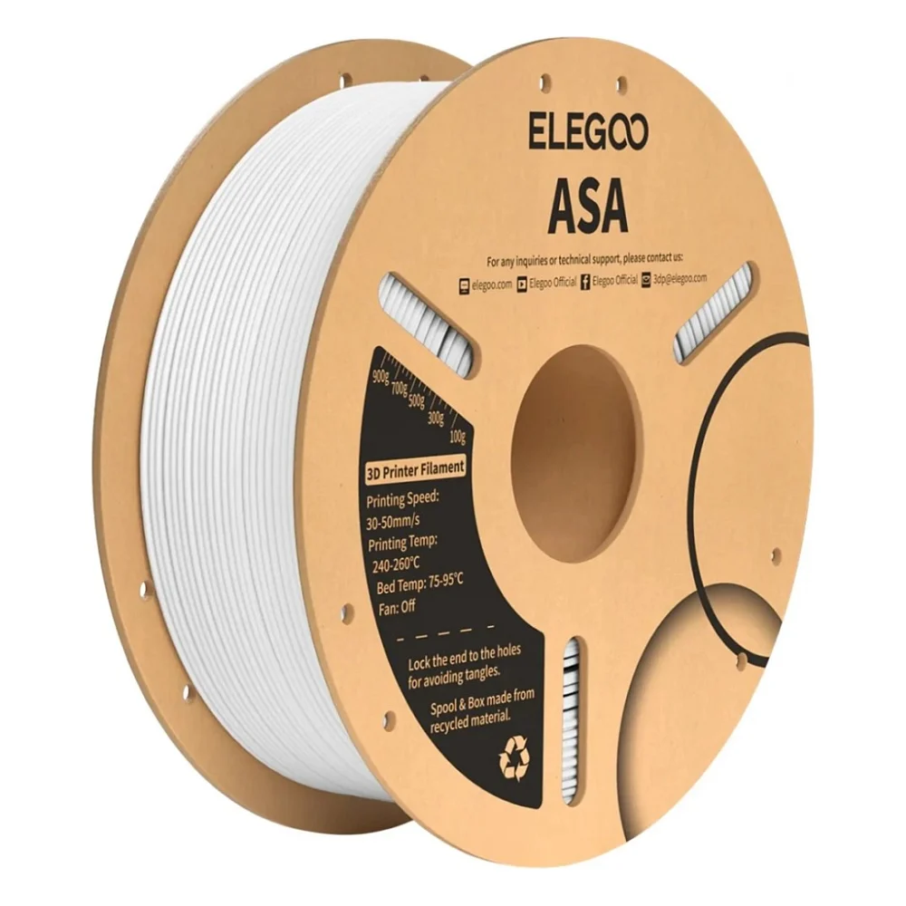 Пластик для 3D-принтера ELEGOO ASA 1.75мм, 1кг, white (50.203.0709)