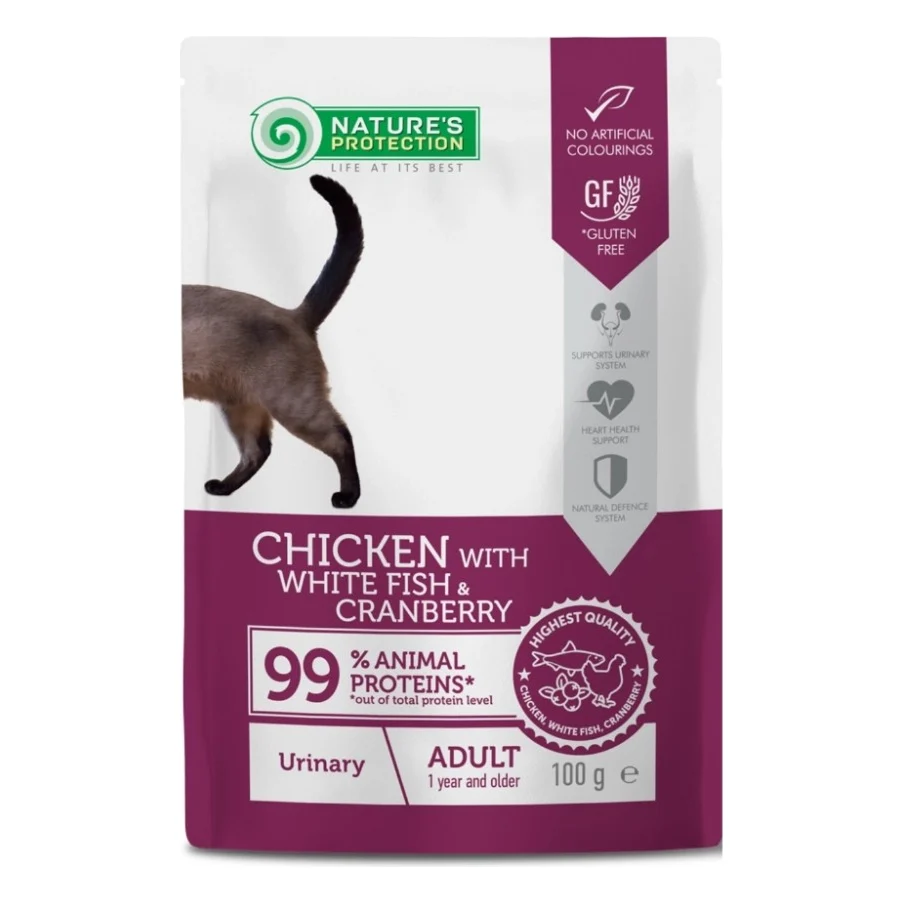 Вологий корм для кішок Nature's Protection Adult cats Urinary Chicken with White Fish & Cranberry 100 г (NPUPF63654)