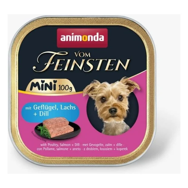 Консерви для собак Animonda Vom Feinsten Mini для малих порід з птицею, лососем + кріп 100 г (4017721823586)