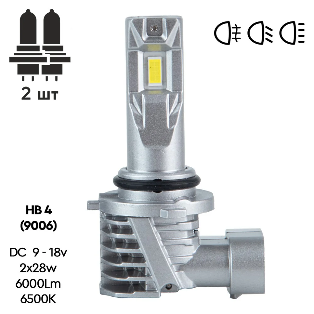 Автолампа PULSO LED-chips 7535/9-18v/2x28w/6000Lm/6500K (M6-HB4) — фото 2