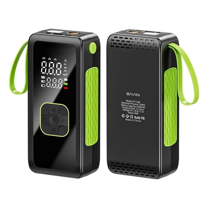 Автомобільний компресор BAVIN 90W 150PSI 4500 mAh Black (Z-PC1158S BK)