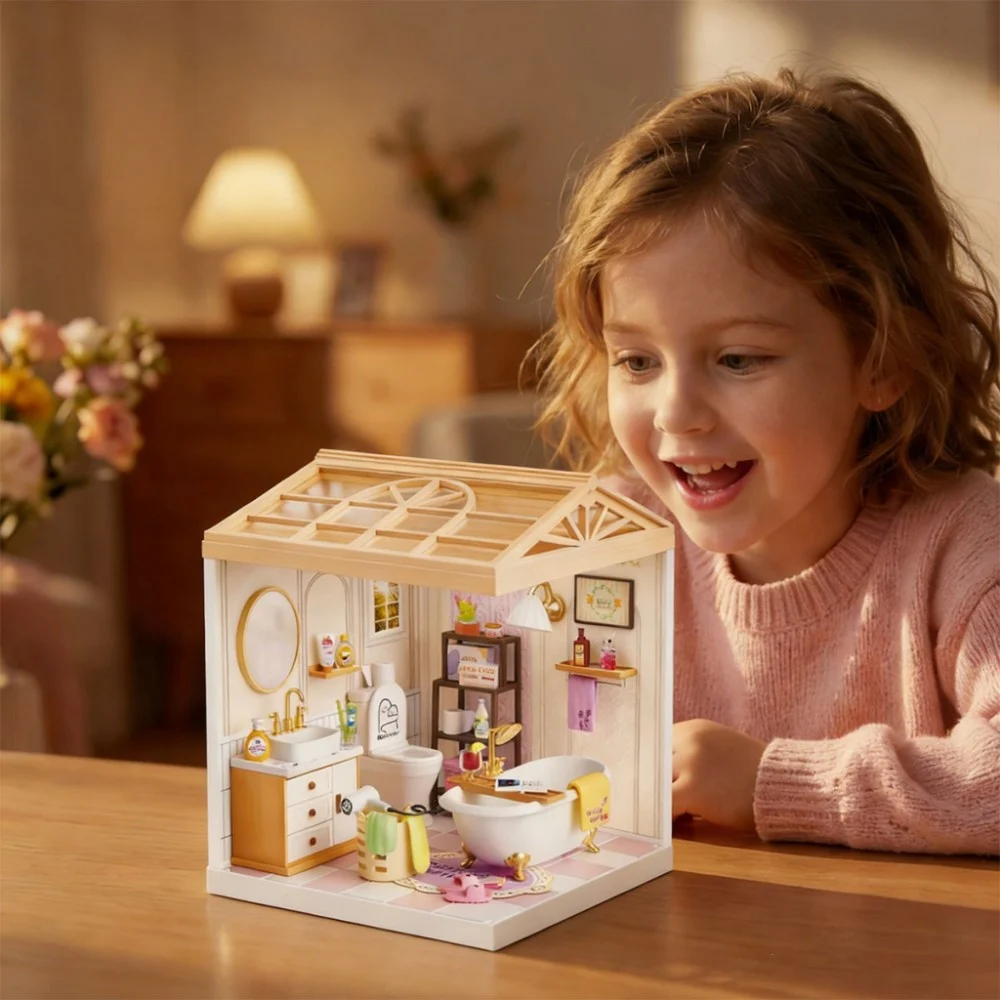 Конструктор Mini House румбокс серії Інтер'єр – Ванна кімната (світло) (8009) — фото 8