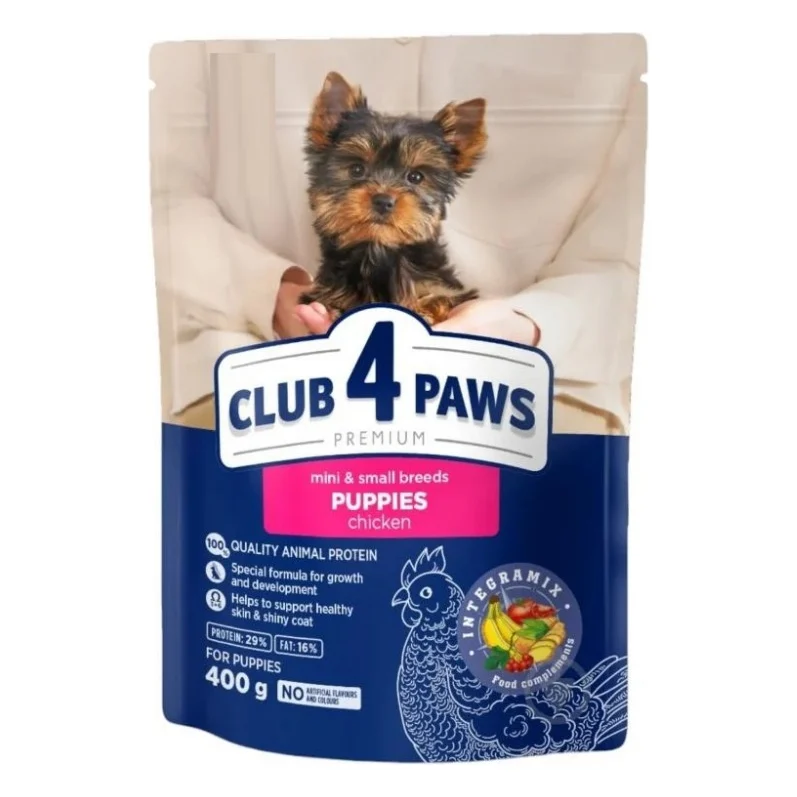 Сухий корм для собак Club 4 Paws Premium для цуценят малих порід з куркою 400 г (4820269145344)