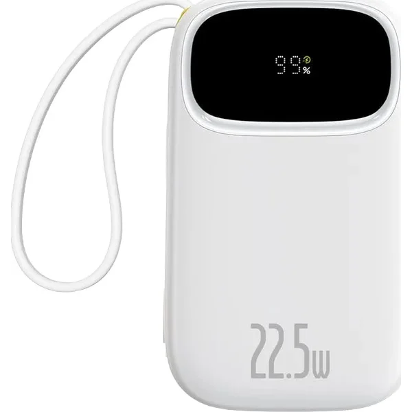 Батарея універсальна Baseus EnerFill FC31 Digital Display with 2 Built-in Cables 20000mAh 22.5W Moon White (P10082107213-00)