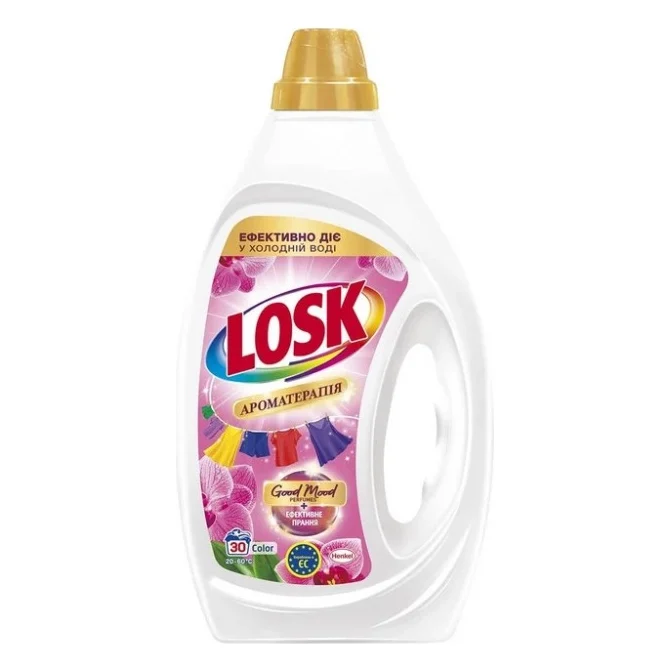 Гель для прання Losk Color Ароматерапія Ефірні масла та аромат Малазійської квітки 1.35 л (9000101803921)