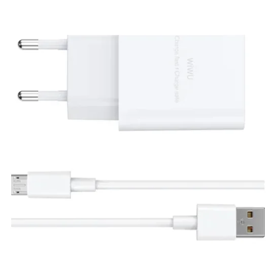 Зарядний пристрій WIWU 2.4A Essen GaN Fast Charger Combo with A-M cable White (Wi-G023 A-M EU)