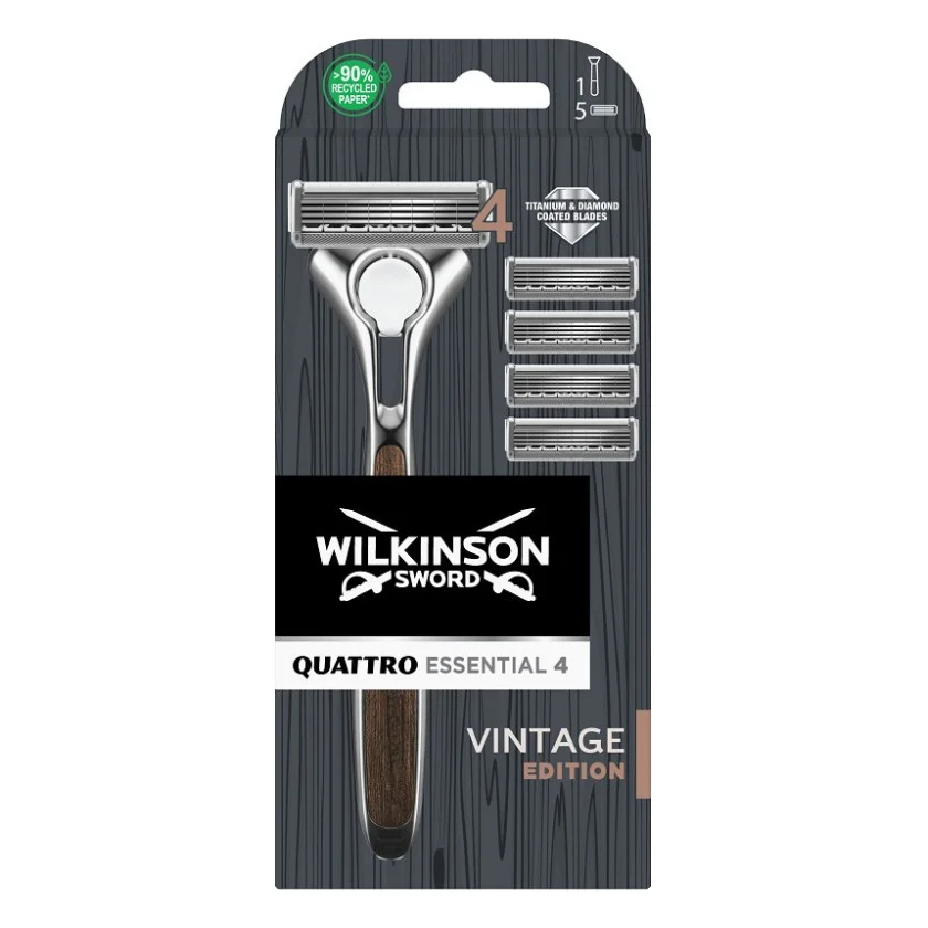 Бритва Wilkinson Sword Quattro Vintage Edition для чоловіків з 4 картриджами (4027800205301)