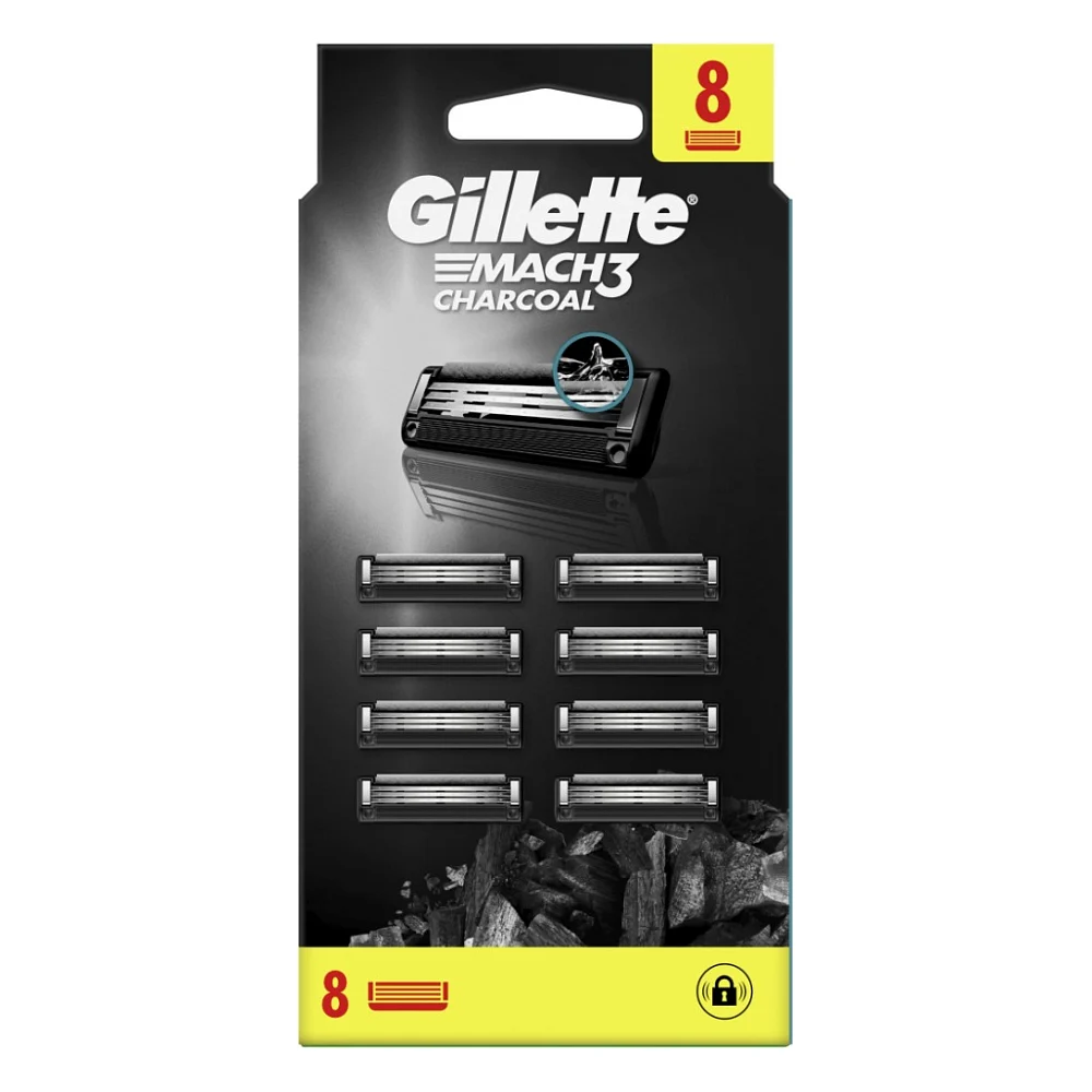 Змінні касети Gillette Mach3 Charcoal Деревне вугілля 8 шт. (8700216085472) — фото 2