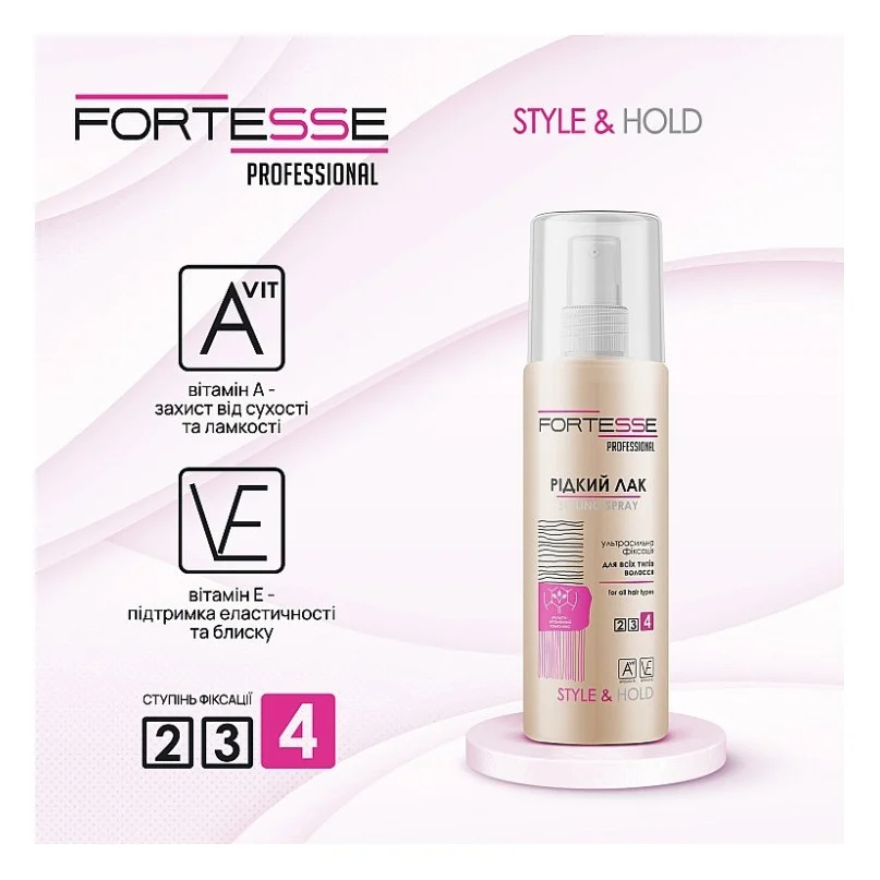 Лак для волосся Fortesse Professional Style & Hold Рідкий ультрасильної фіксації 150 мл (4820197000869) — фото 2