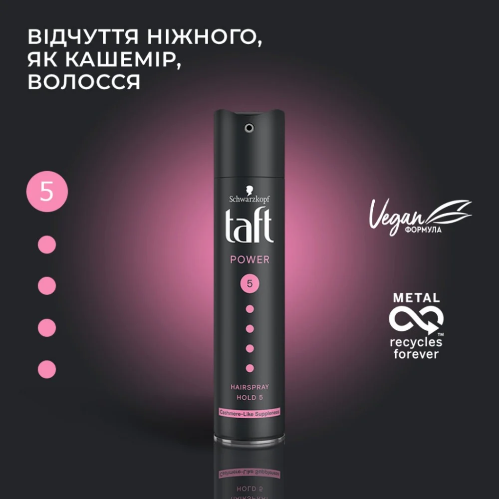 Лак для волосся Taft Power Ніжність кашеміру Мегафіксація 5 250 мл (9000100477505) — фото 2