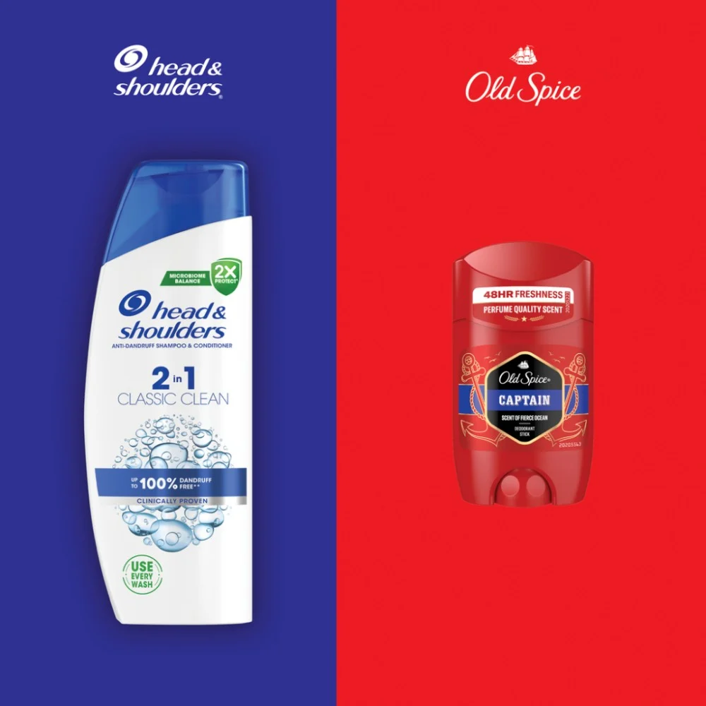 Набір косметики Old Spice Твердий дезодорант Captain 50 мл + Шампунь Head&Shoulders 2-в-1 Основний догляд 330 мл (8700216614740) — фото 5