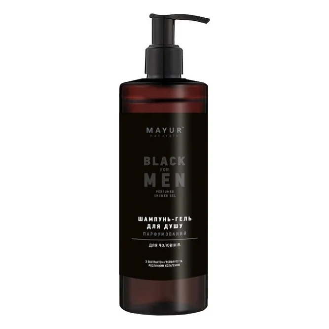 Гель для душу Mayur Black For Men 3 в 1 Парфумований для чоловіків 200 мл (4820230954999)