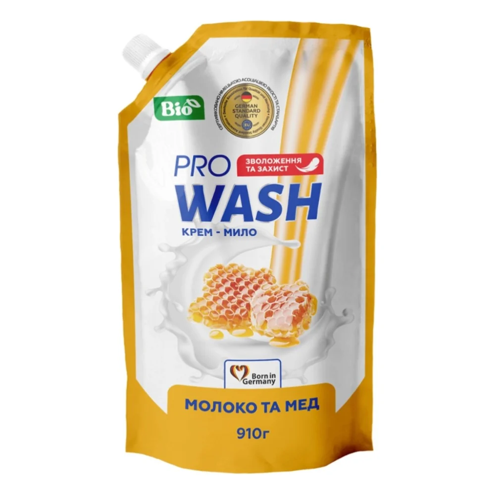 Рідке мило Pro Wash Молоко та мед Дой-пак 910 г (4823128001126)