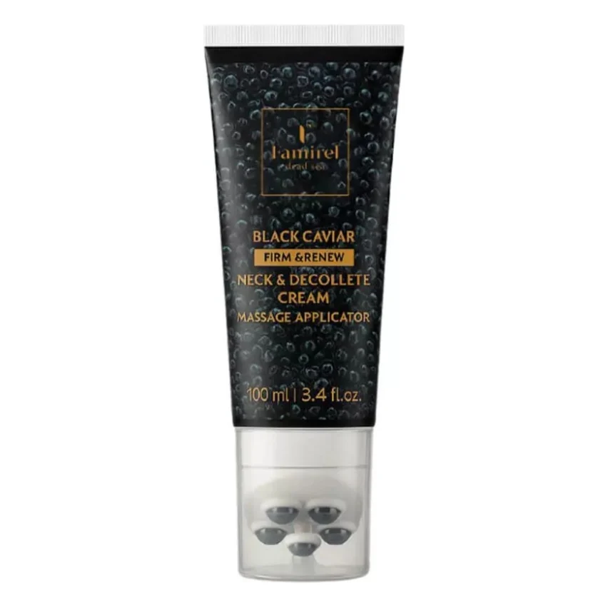 Крем для тіла Famirel Black Caviar Для шиї та декольте з масажним аплікатором Пружність і оновлення 100 мл (7290114087223)
