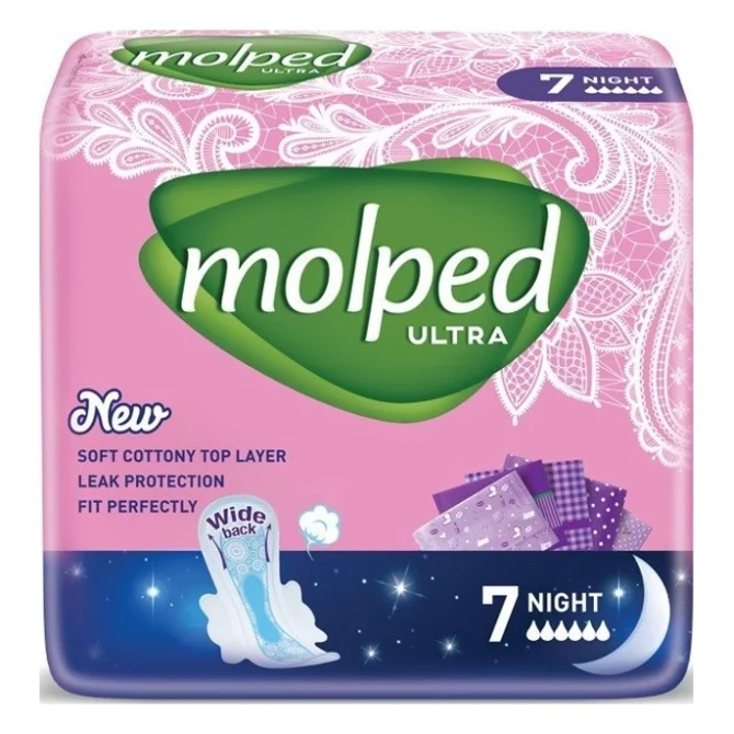 Гігієнічні прокладки Molped Ultra Night 6 крапель 7 шт. (8690536837625/8690536825141)