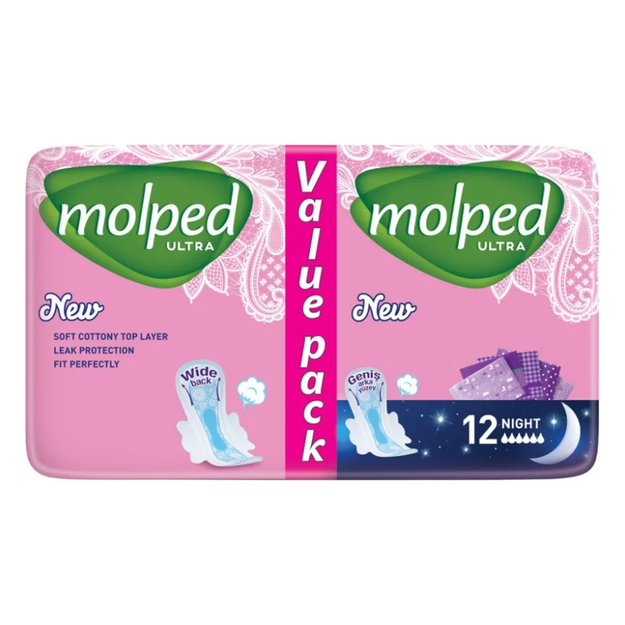 Гігієнічні прокладки Molped Ultra Night 6 крапель 12 шт. (8690536825202)