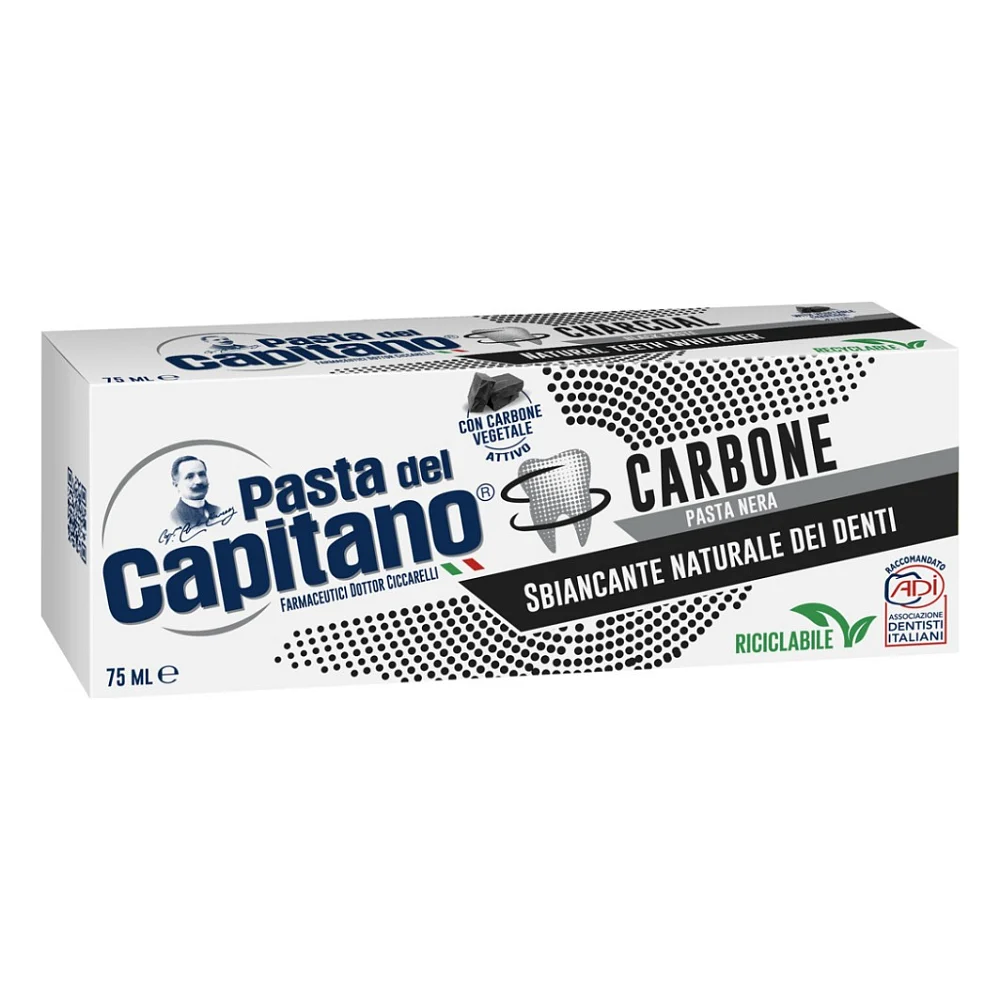 Зубна паста Pasta del Capitano Carbone з активованим вугіллям 75 мл (8002140032219)