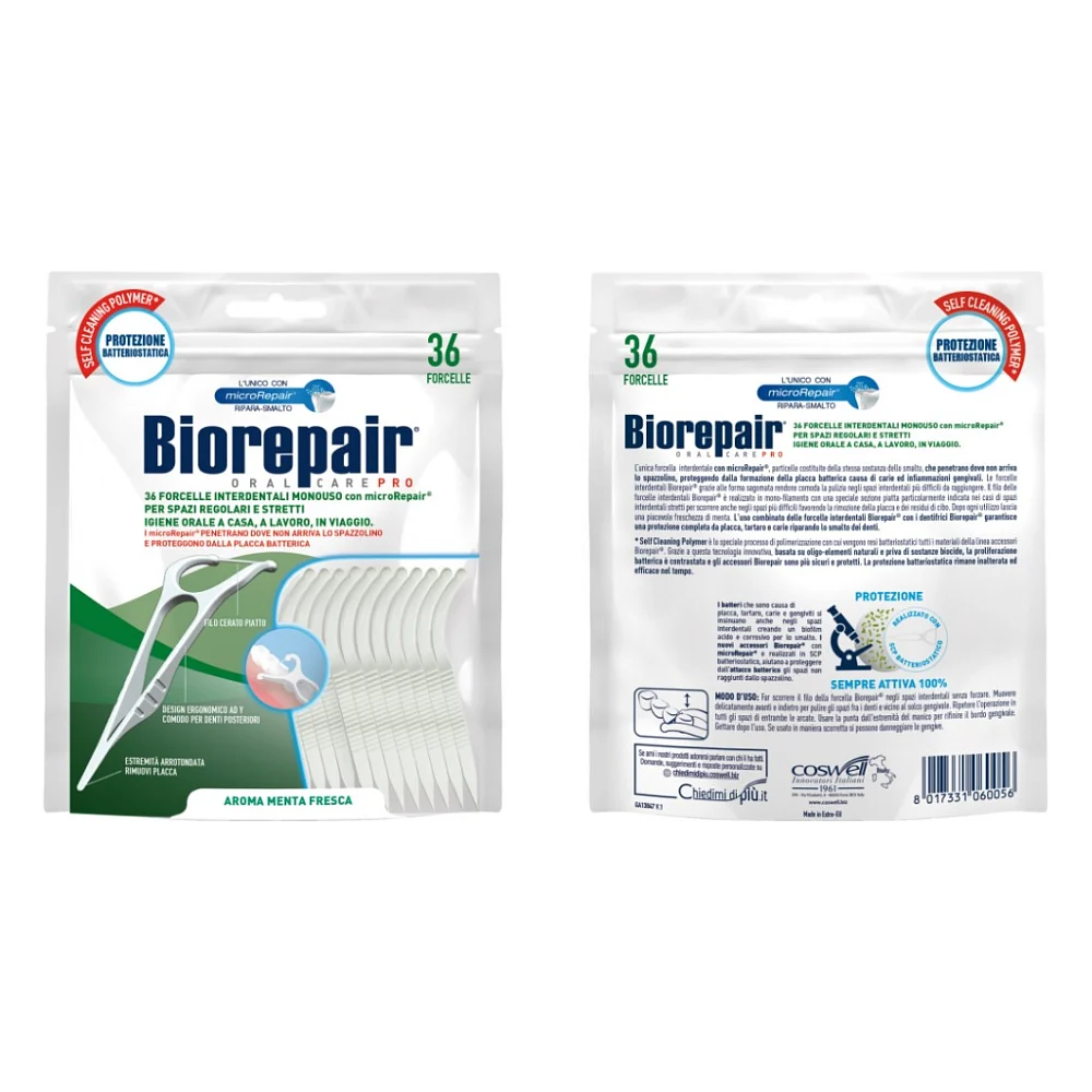 Флос-зубочистки Biorepair Насичені гідроксиапатитом 36 шт. (8017331060056) — фото 2