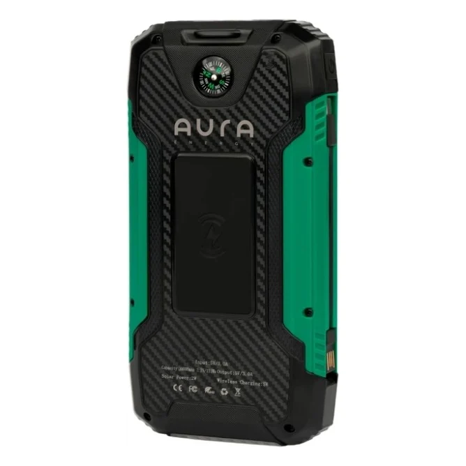 Батарея універсальна AURA NRG-30SE ARM SOLAR 30000mAh Wireless charging Green (PBANRG30SEG)