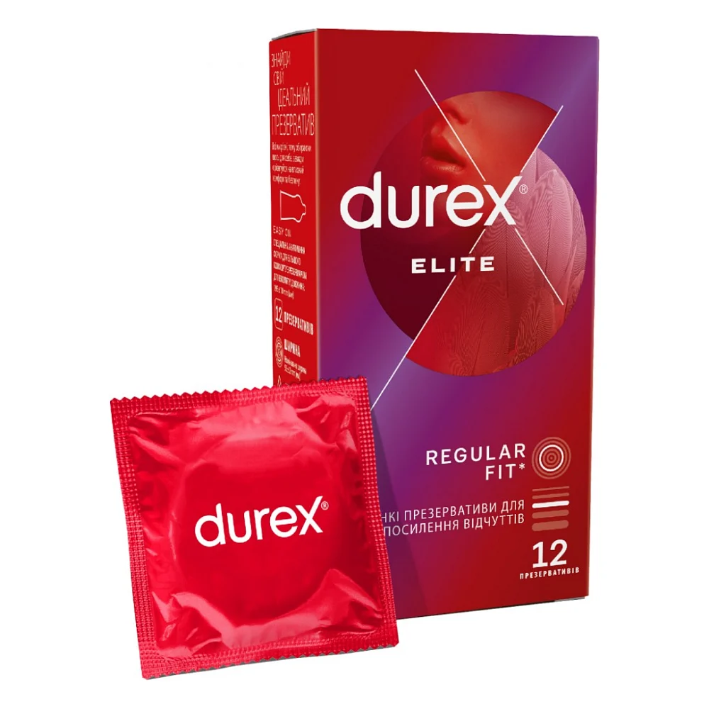 Презервативи Durex Elite латексні з силіконовою змазкою (тонкі) 12 шт. (5010232954229)