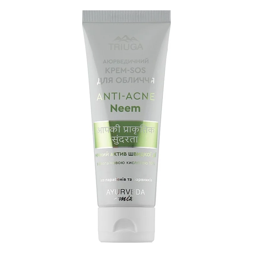 Крем для обличчя Triuga Ayurveda Mix Anti-Acne Neem Нічний крем-SOS Аюрведичний 75 мл (4820164641583)